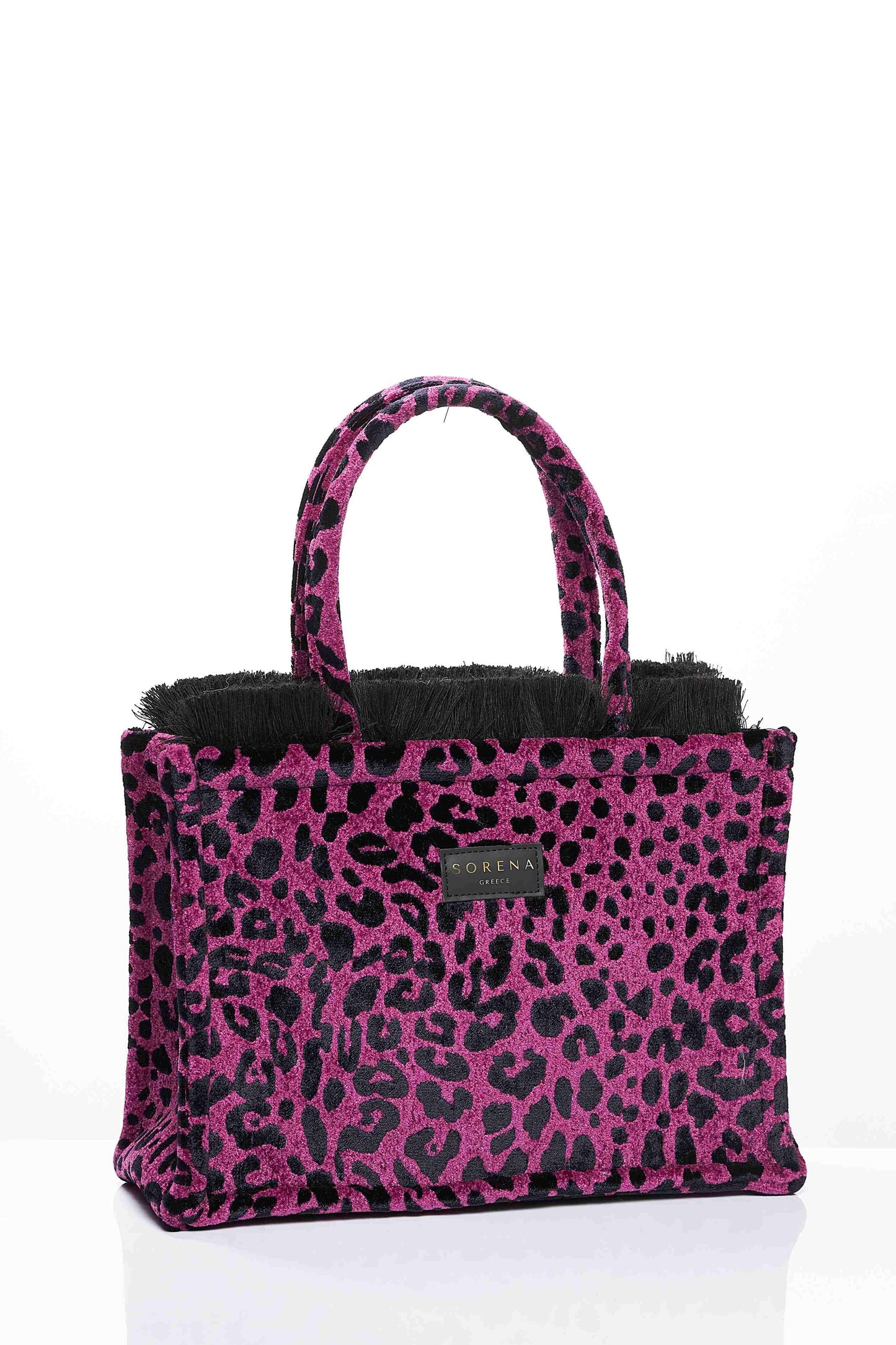 Leopard velvet magenta medium tote bag