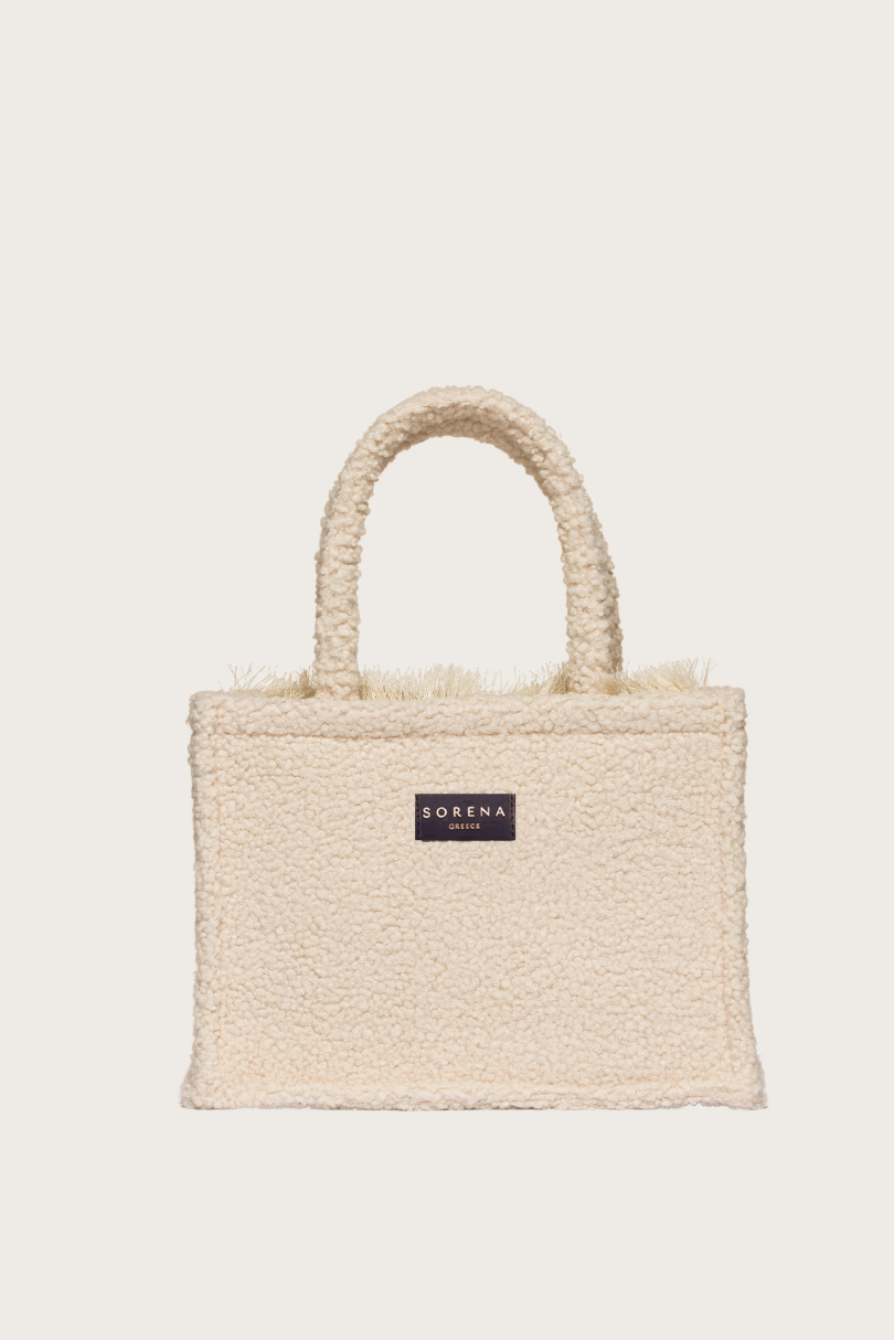 Teddy beige medium tote bag