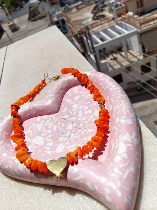 #Coral Heartbeat Necklace